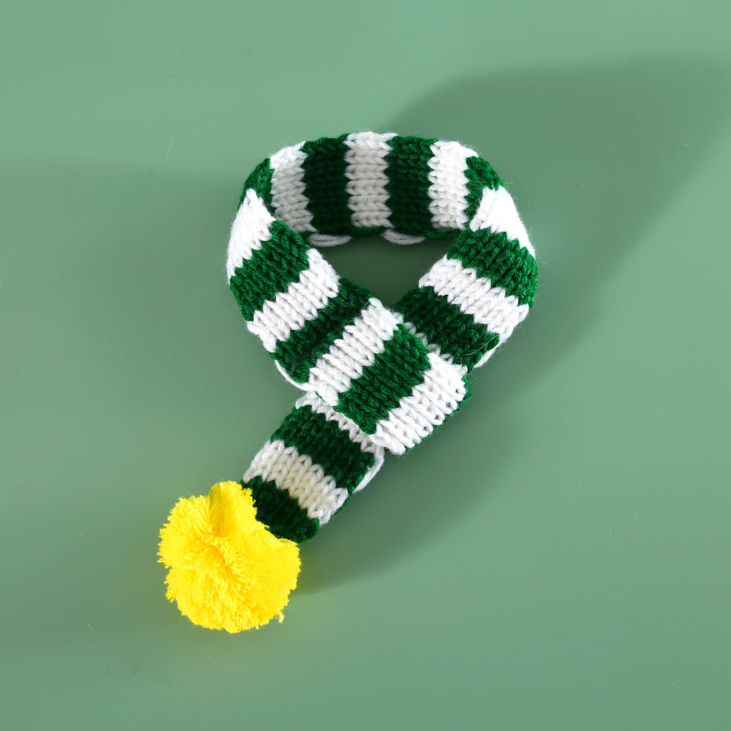 Knitted Striped Pet Christmas Scarf